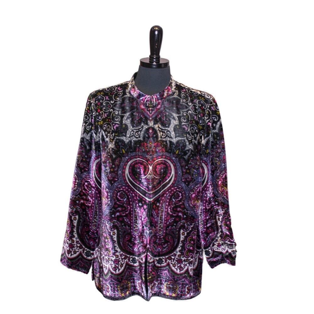 Laura Ashley Velvet Jacket Paisley Heart Black Purple Witchy Boho M